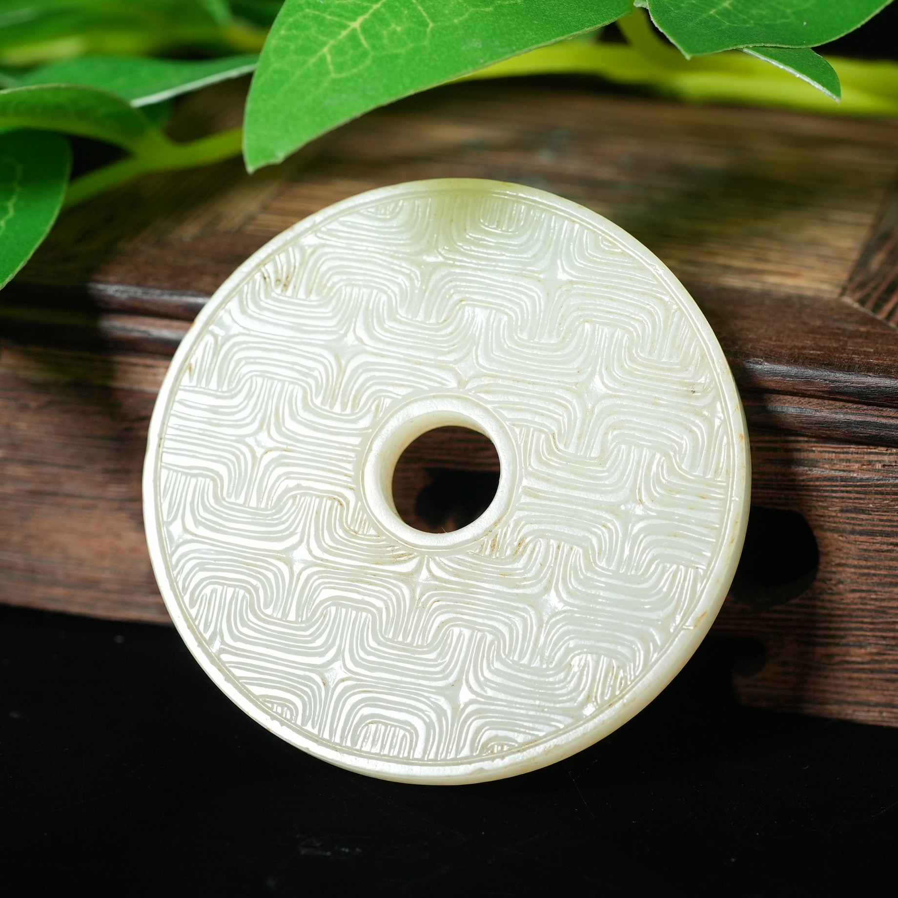 清代和田白玉勾连纹玉璧【华豫之门】SHF15A2501094046