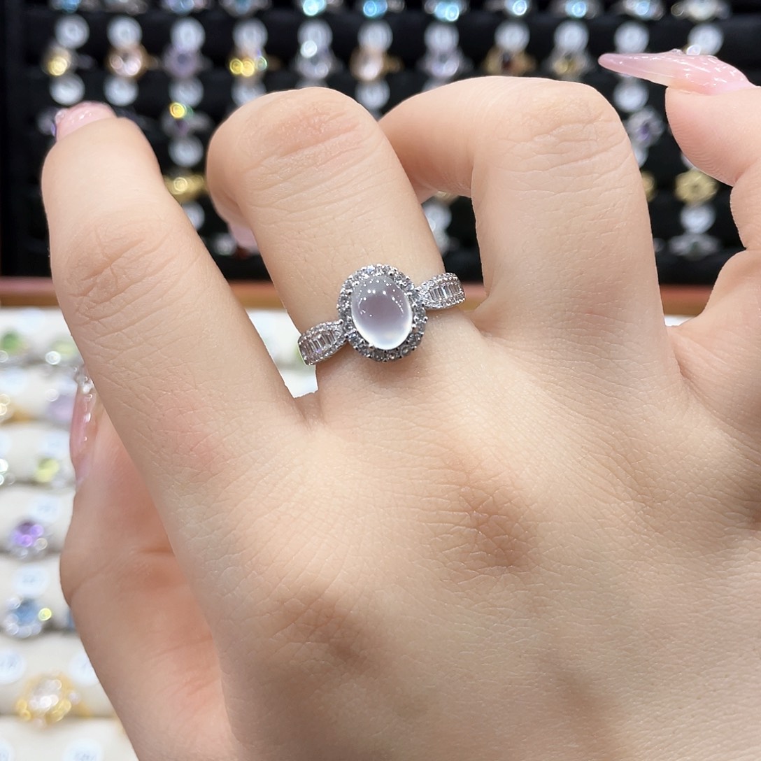 蛇纹石玉戒指银S925镶嵌