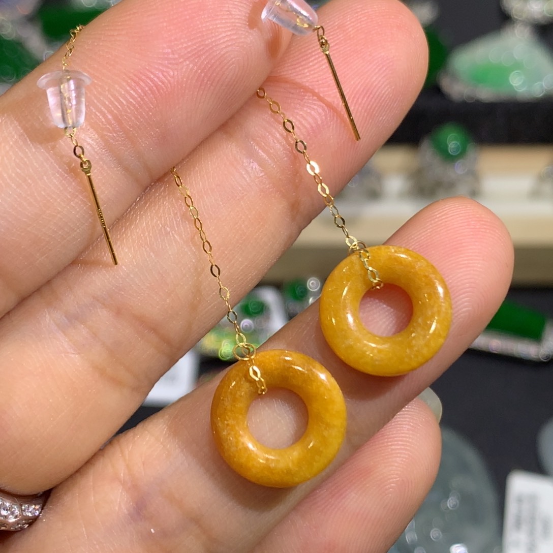 翡翠耳饰18K金镶嵌8、