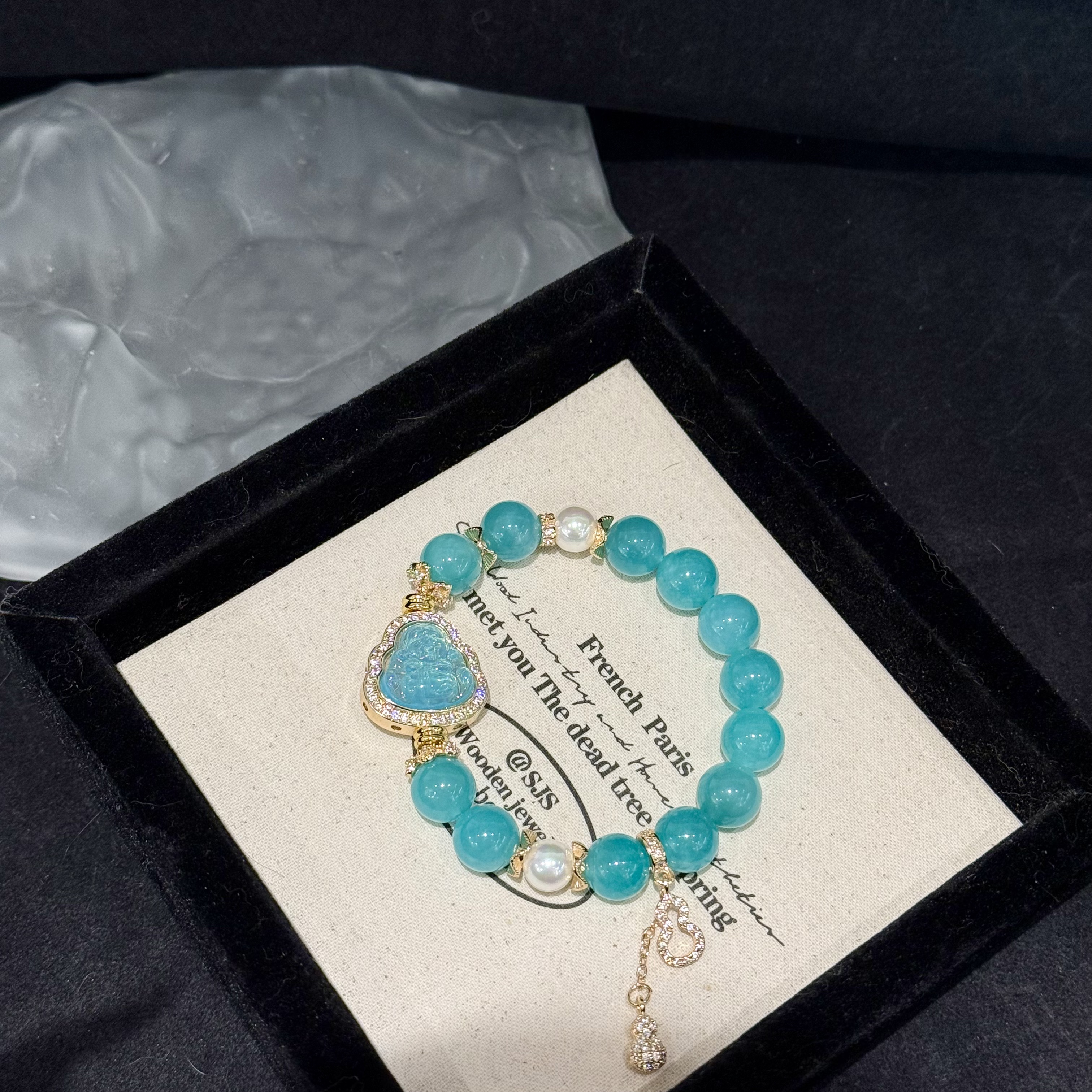 《茉莉佛公》A354天然天河石原创设计款佛公手串多样性发一