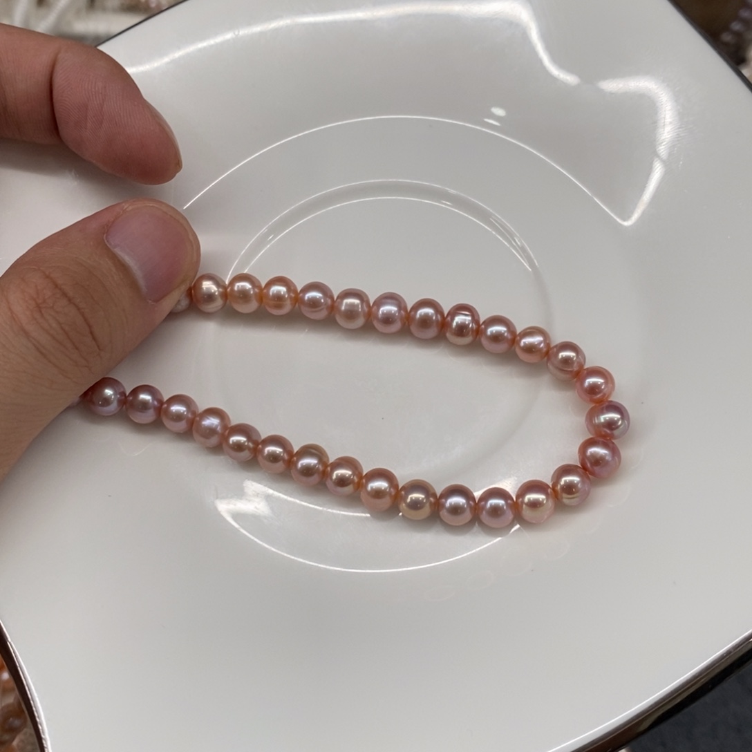 颈饰淡水珍珠合金6-7项链有螺纹