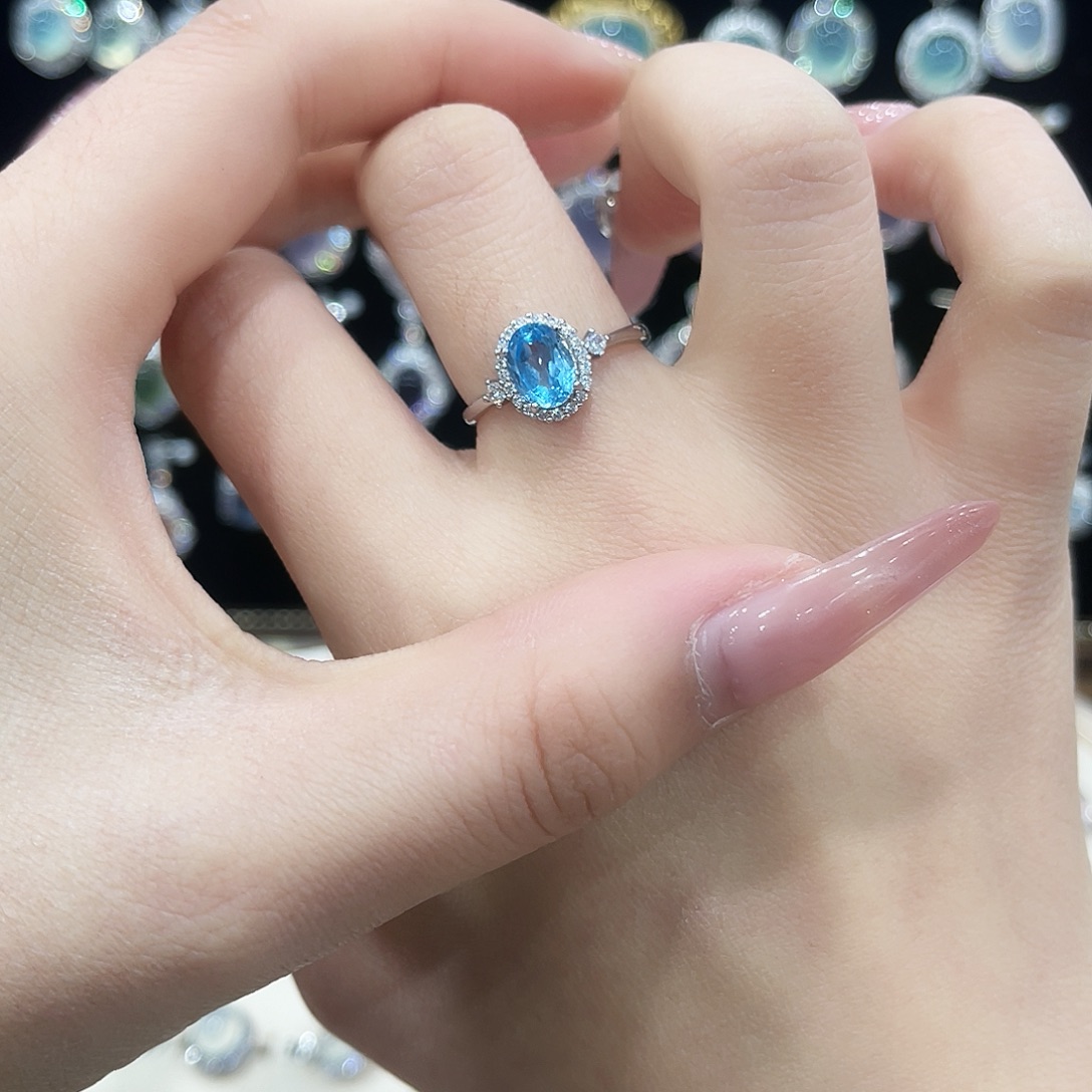 喜***康银S925镶嵌托帕石戒指