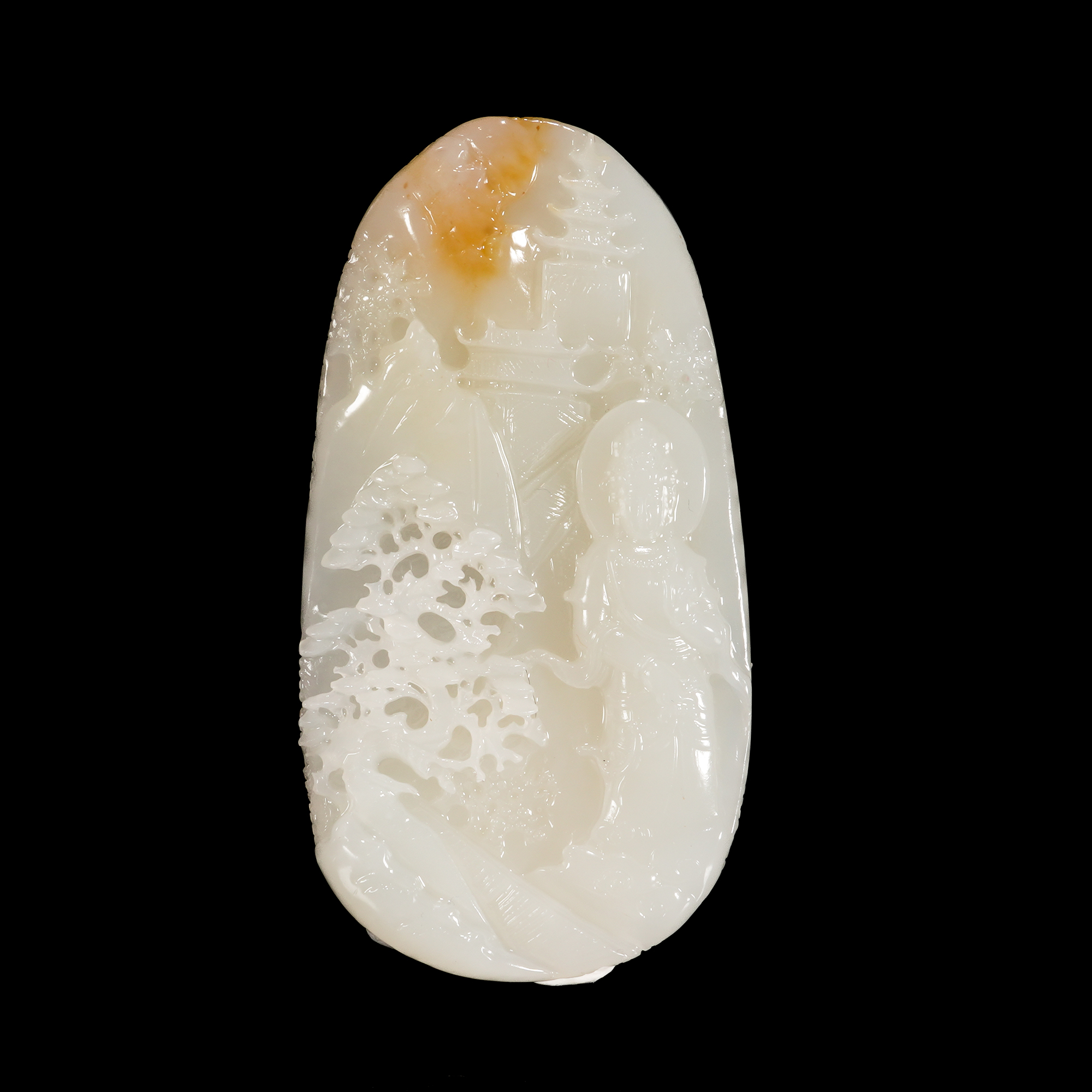 LOT.042和田玉山水人物牌/X4441