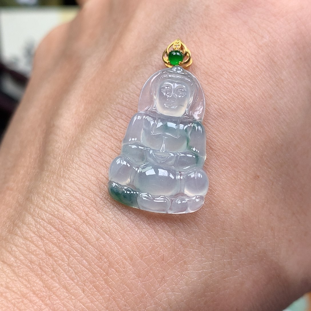 翡翠裸石缅甸天然A货翡翠冰种观音