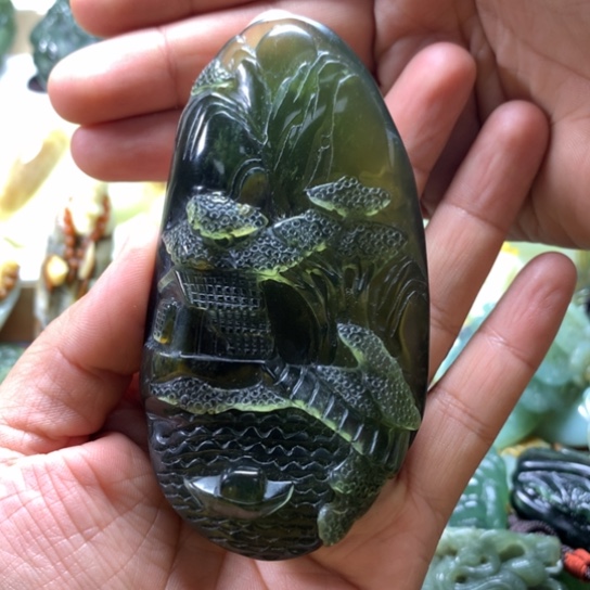 蛇纹石玉岫玉手把件未镶嵌顺***+