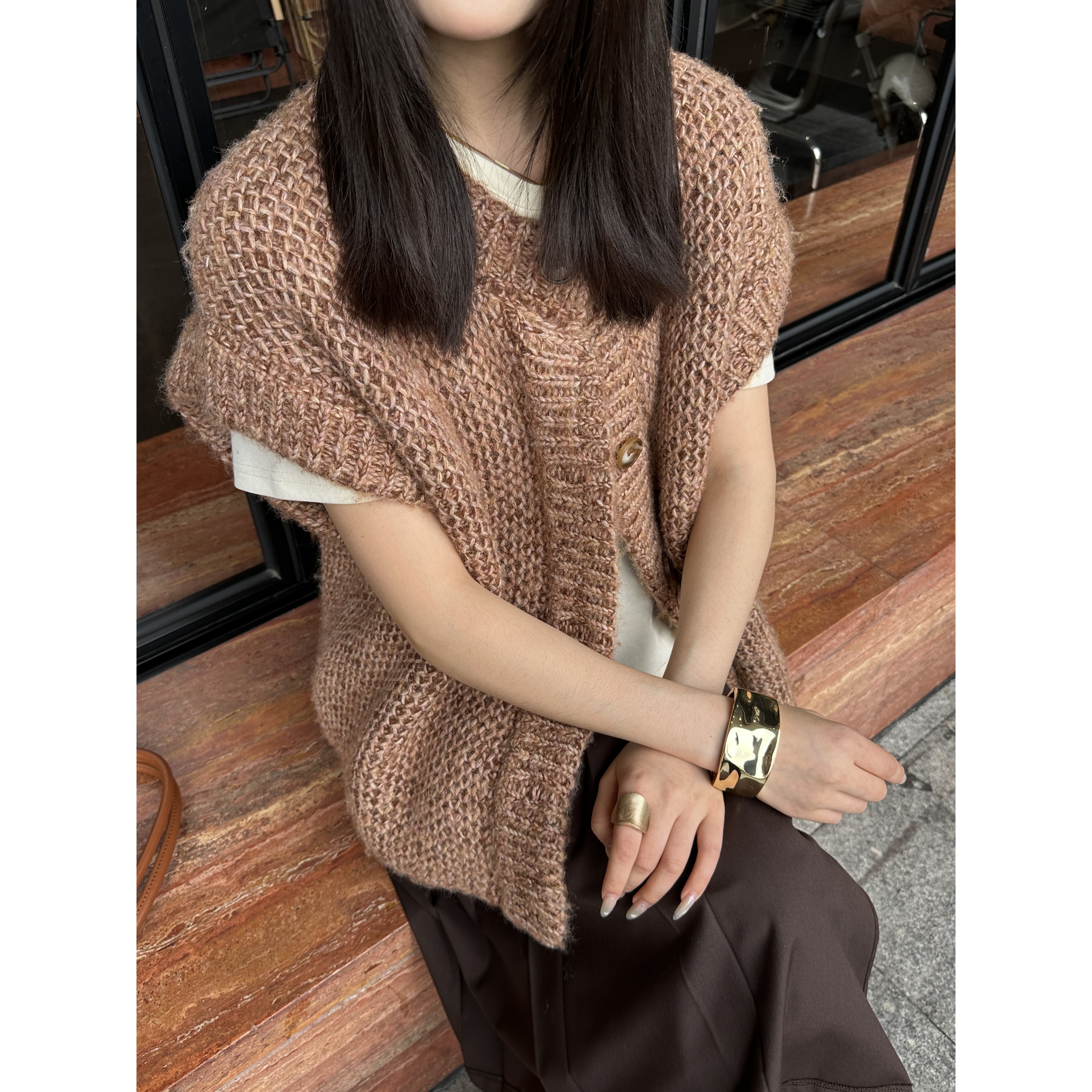 【冬上新】慵懒感百搭圆领粗针针织衫无袖背心马甲 ALTER993