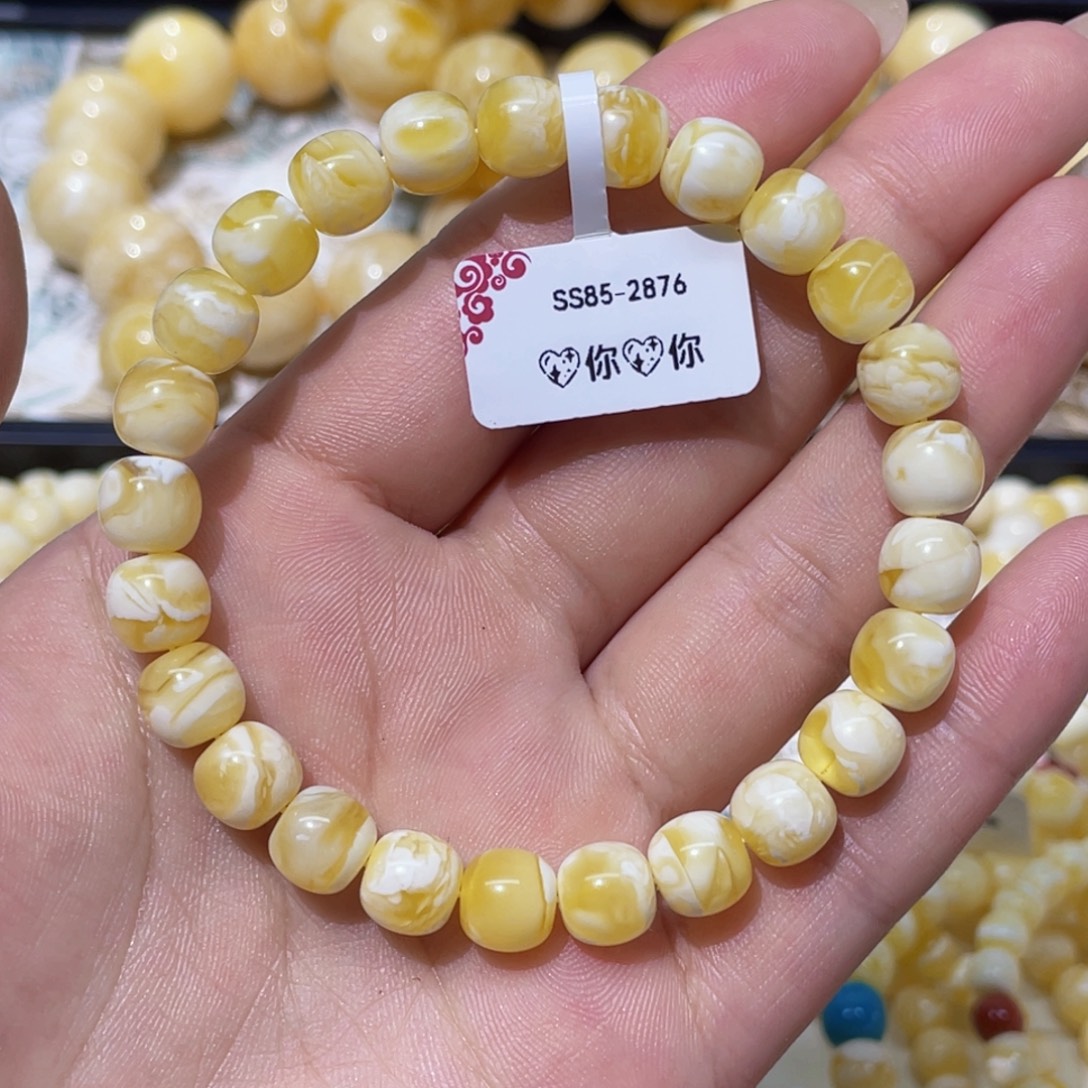 未镶嵌蜜蜡手链8.5mm