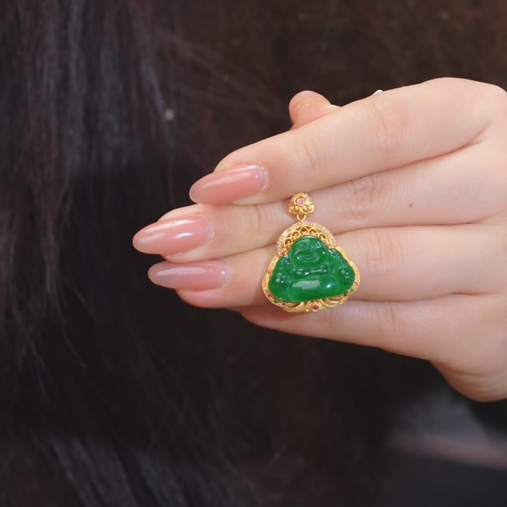 翡翠吊坠(不含链)18K金镶嵌多样性发@@P8171