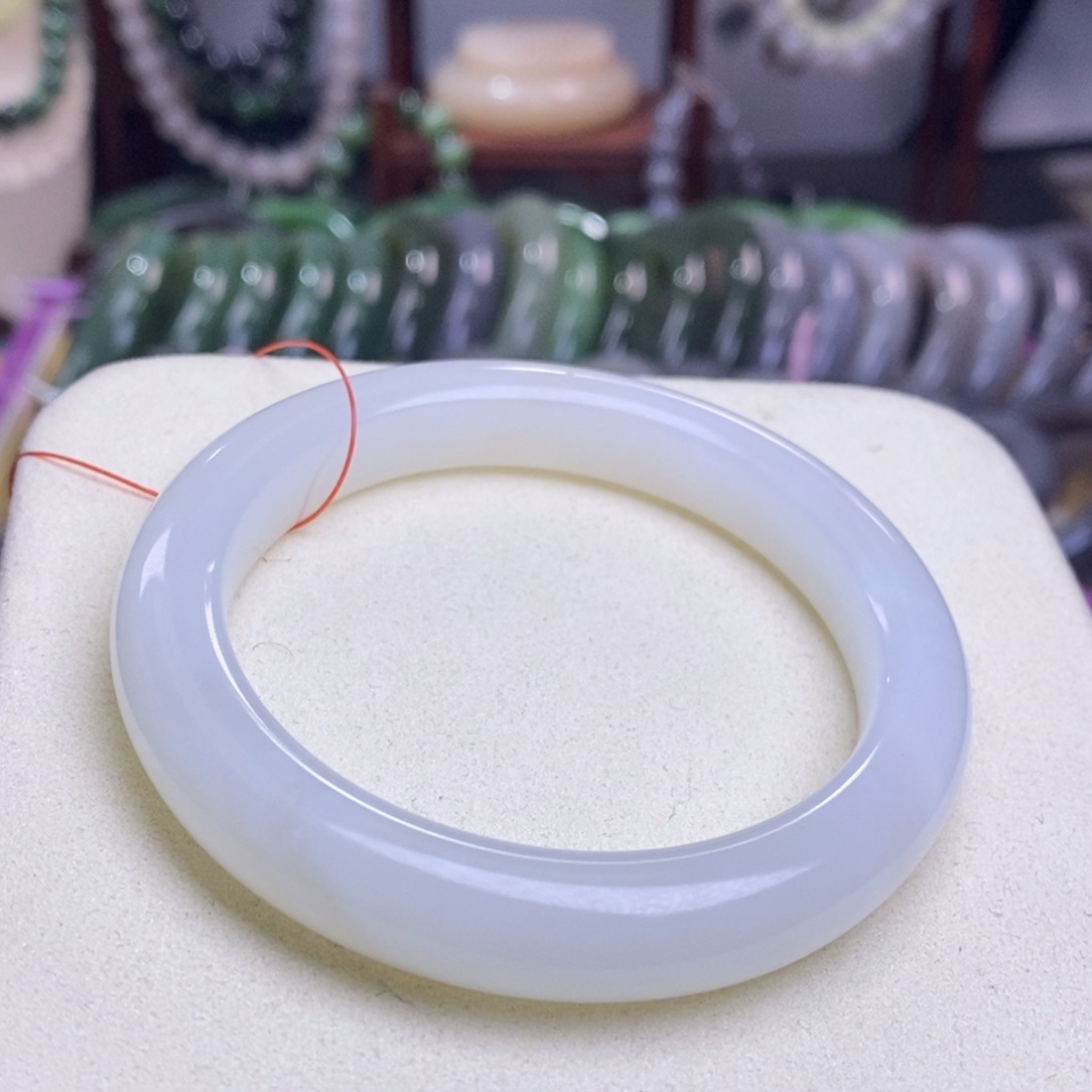 和田玉精品老矿料青海玉白玉手镯53未镶嵌