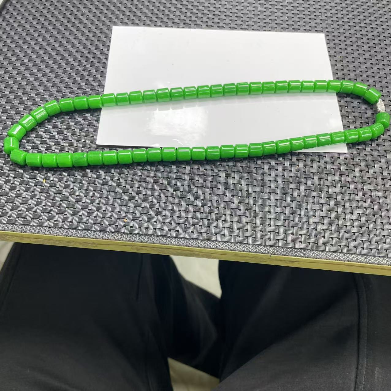 【大喜儿】深蜡绿8m桶珠项链-1WQ1251