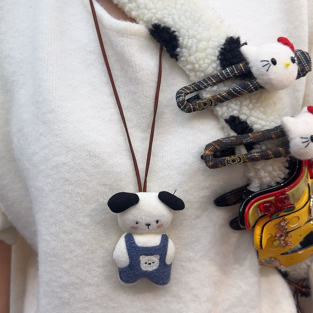 布艺非金属新款小熊毛衣链
