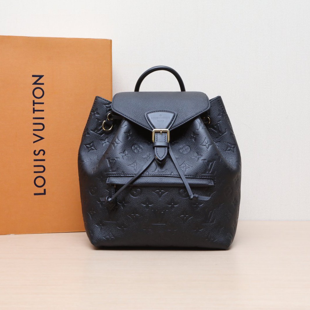 99新 LouisVuitton/路易威登 小花6枫 双肩包 小号 黑色 芯片 