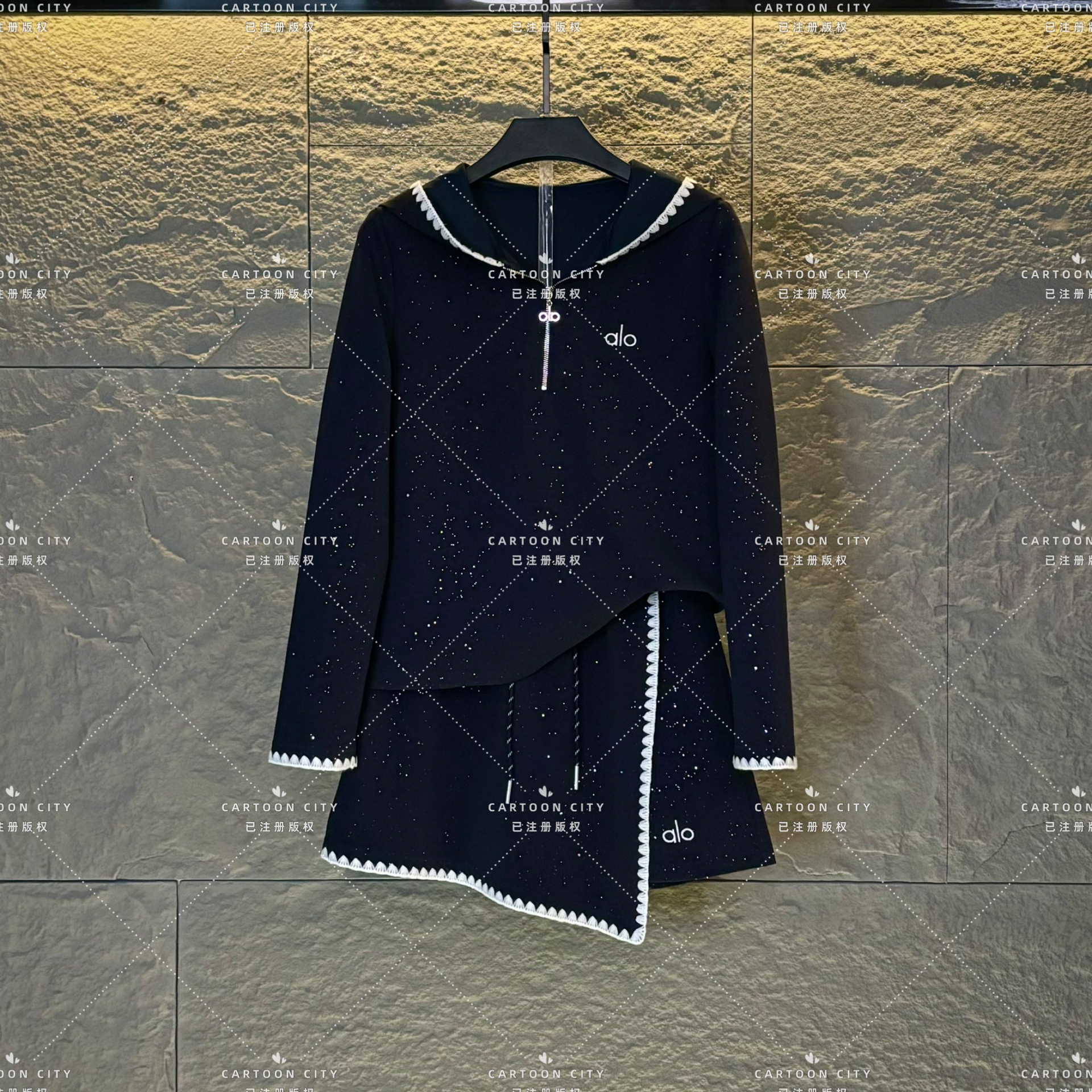 LLVD-B114秋季新品丨<显瘦设计>长袖卫衣重工套装两件套