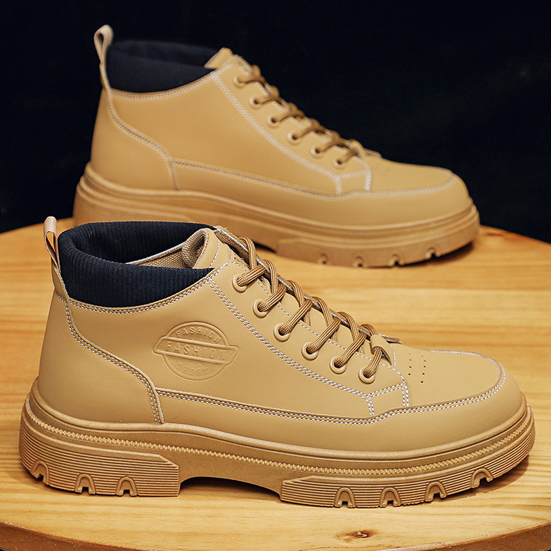 马丁靴男款2025新款夏季款高帮工装靴子男士英伦风增高皮靴男M-9