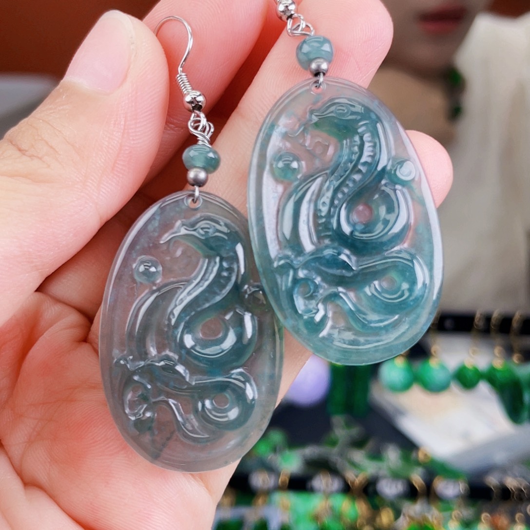 翡翠未镶嵌耳饰饰品