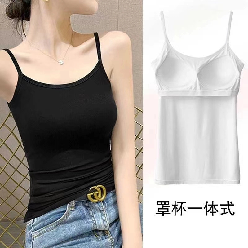 薄款冰丝可调节吊带背心运动瑜伽跑步不空杯跑杯一体式背心