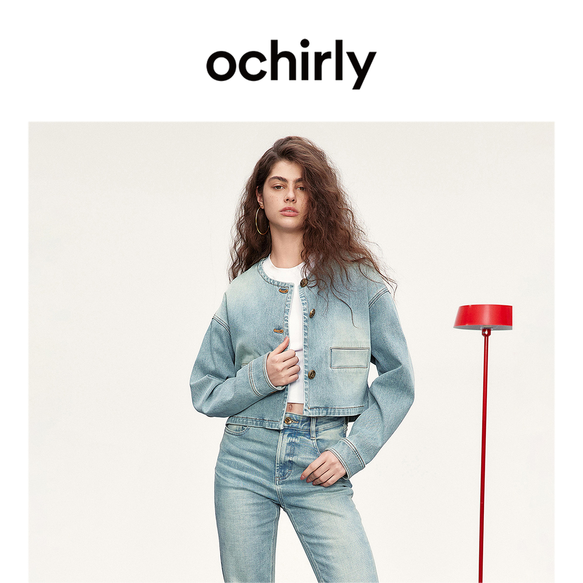 ochirly欧时力 四面弹牛仔短外套女上衣宽松休闲高街2025春季新品