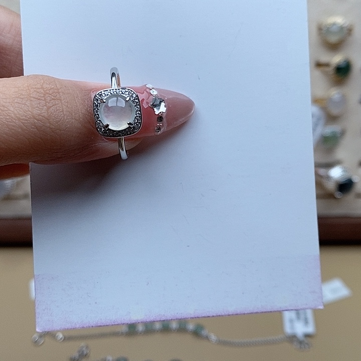 翡翠戒指银S925镶嵌1111