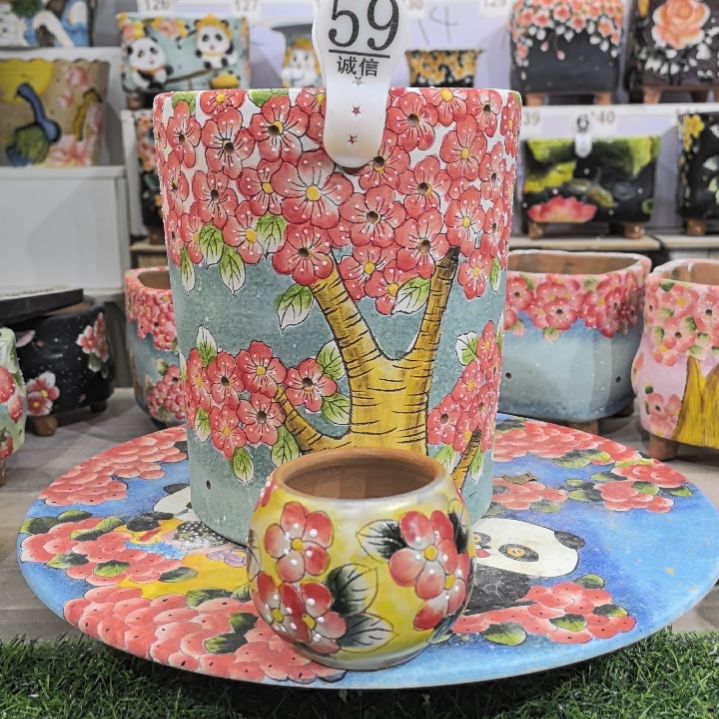 红泥花盆景德镇陶瓷