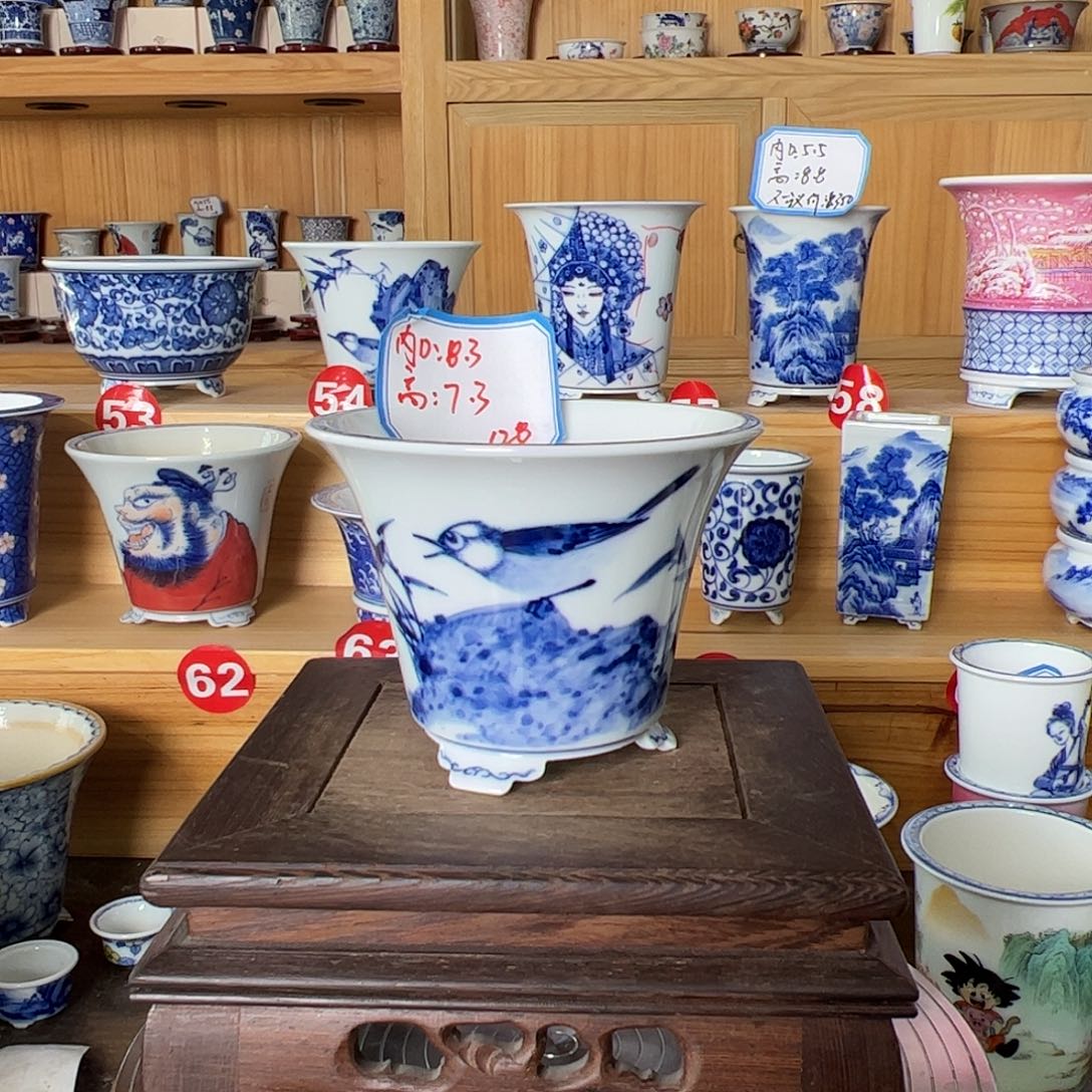 墨奈手绘陶瓷花盆口8.3