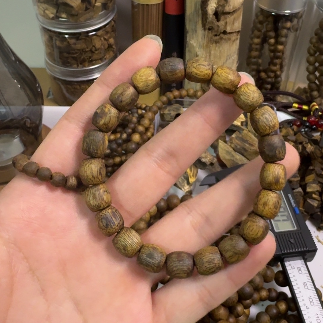 天***二沉香沉香碎屑鼓珠单圈卡9规格7g