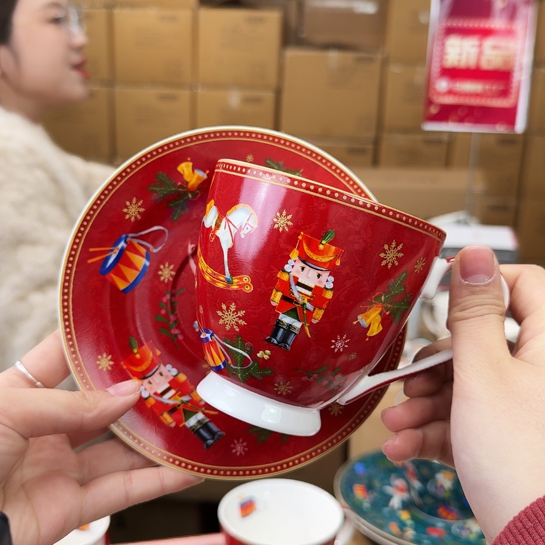 骨瓷骨瓷460ml咖啡杯碟2套（6件）