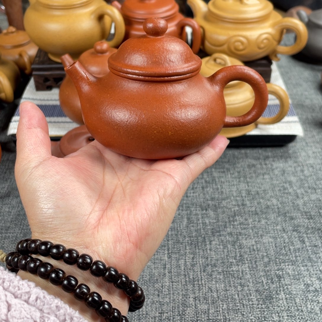 紫砂茶壶红降坡容天全手纯红20目190