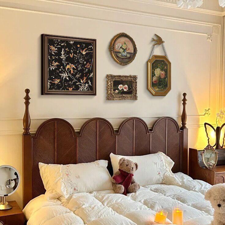 法式风组合挂画客厅沙发背景墙画美式轻奢餐厅玄关装饰画