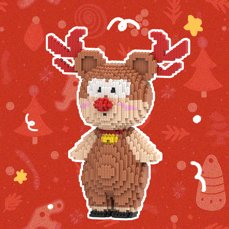 拼乐颂原创新款36厘米圣诞麋鹿益智拼装潮玩摆件男女礼物