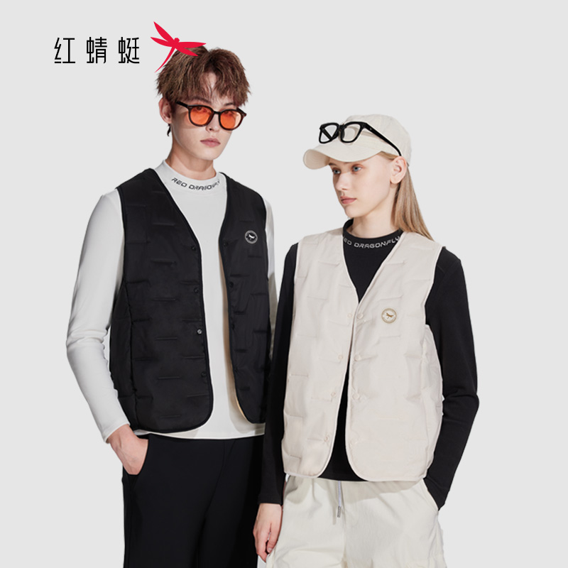 红蜻蜓 情侣款户外休闲气质文艺秋冬保温防风无袖轻暖马甲