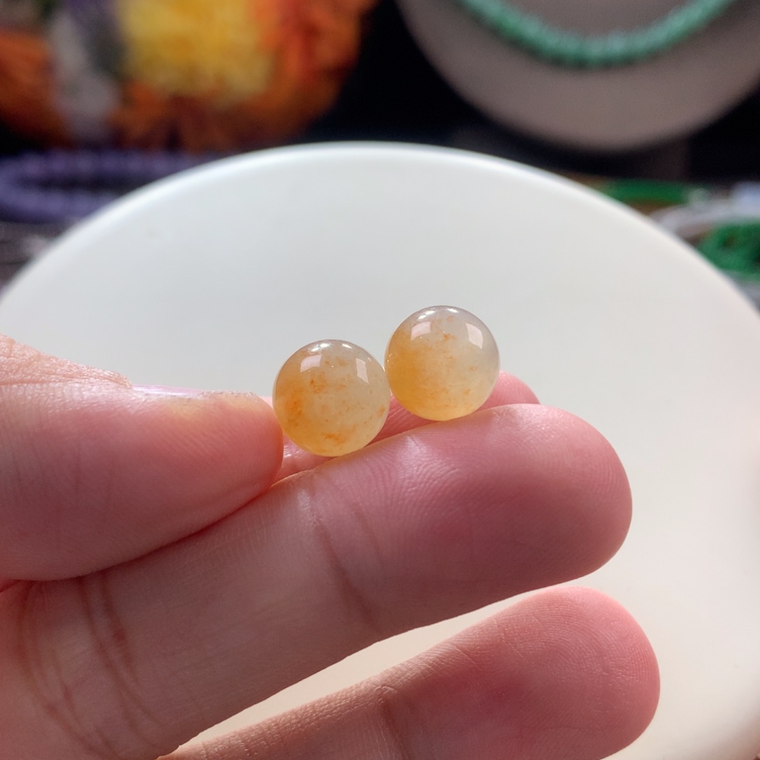 翡翠手链未镶嵌洒金单珠 卡10.1 一对价