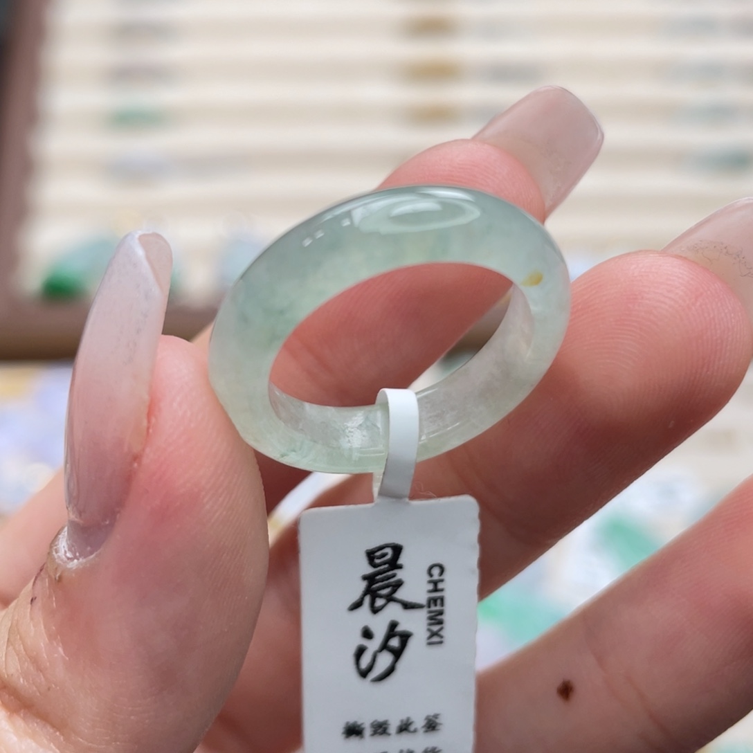 翡翠未镶嵌戒圈a30港圈14薄荷绿飘花