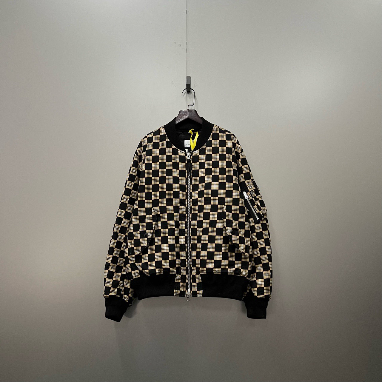 95新 BURBERRY/博柏利 （jp）225 格纹拼色飞行员夹克 S码