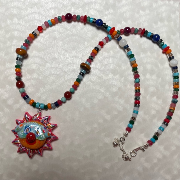 纯手工手绘软陶挂件《戴小狗眼罩的小太阳》