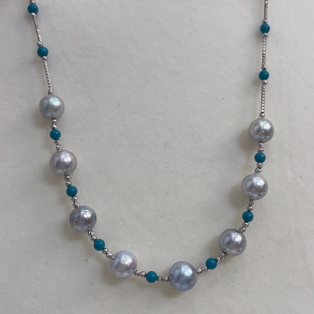 银S925镶嵌海水珍珠项链