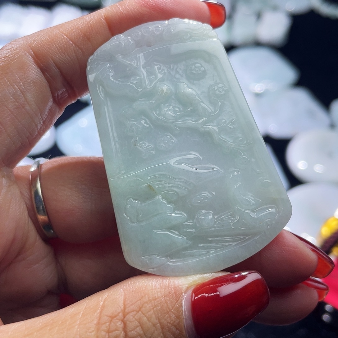 翡翠未镶嵌颈饰鸟语花香，包容