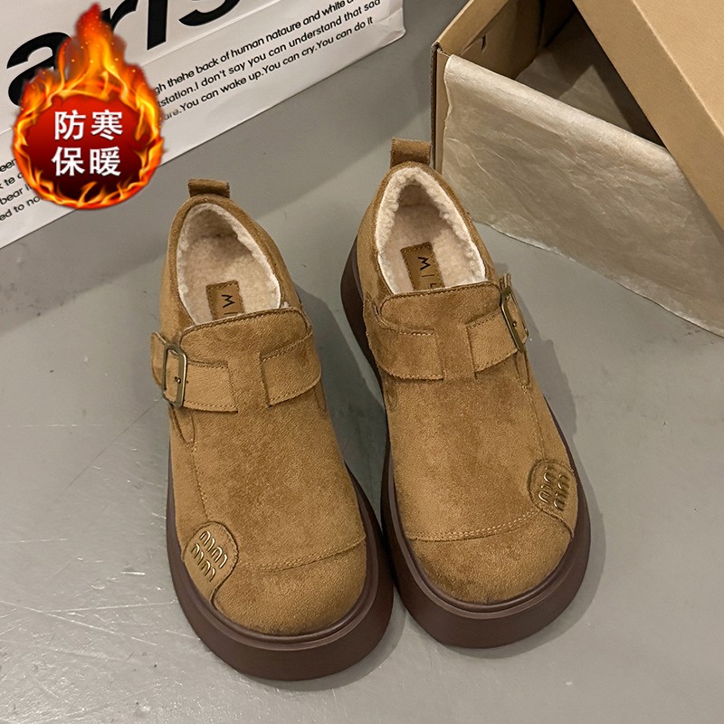 爆款勃肯鞋女款2025年秋季新款加绒厚底一脚蹬博肯鞋保暖乐福鞋女