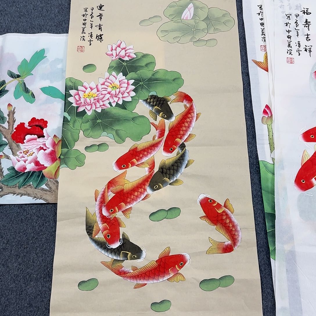 国画尺寸50X100手绘作品 