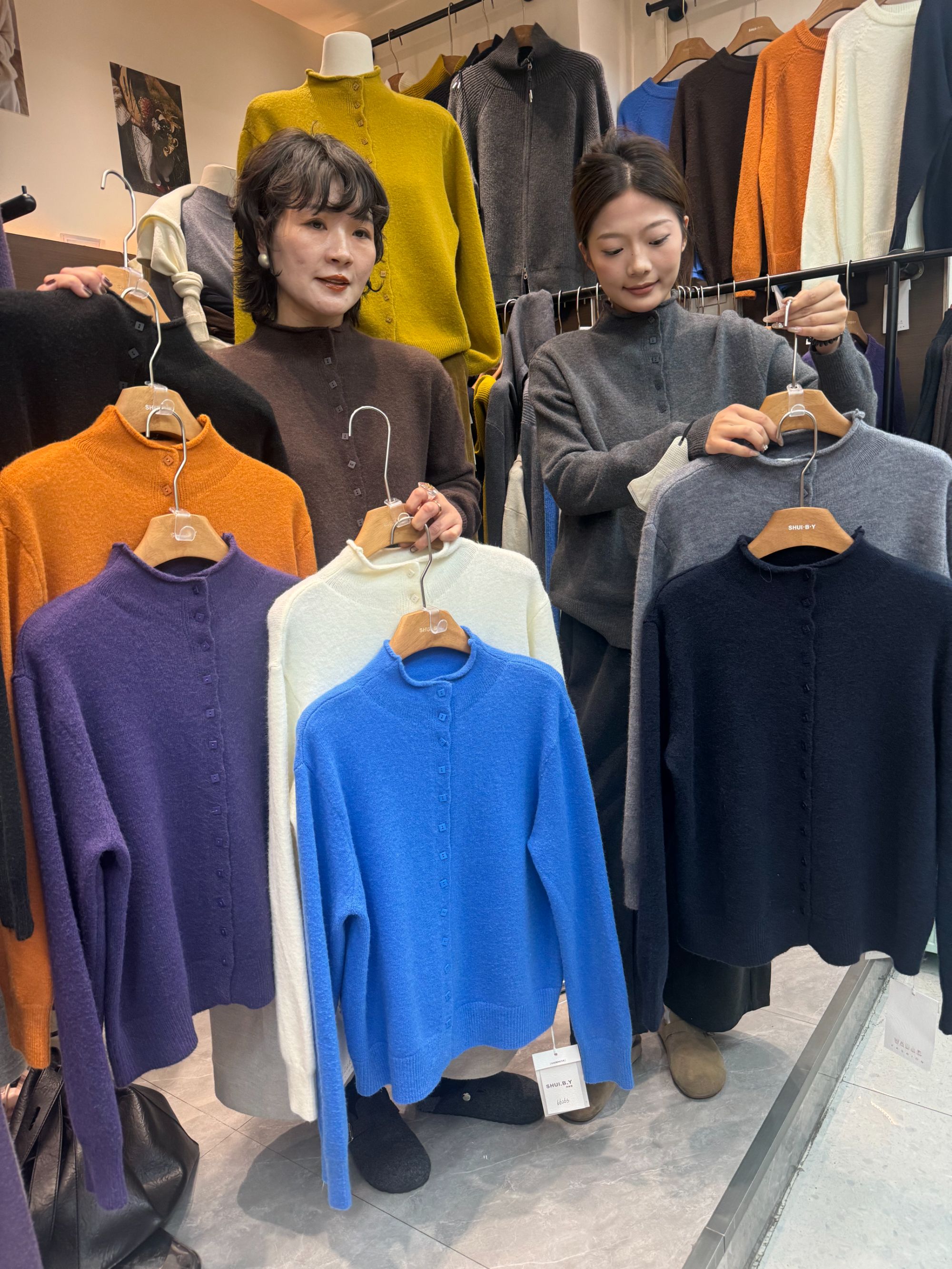 水冰月韩版立领加厚糯米绒超柔软毛衣外套66263【福利不补差价】