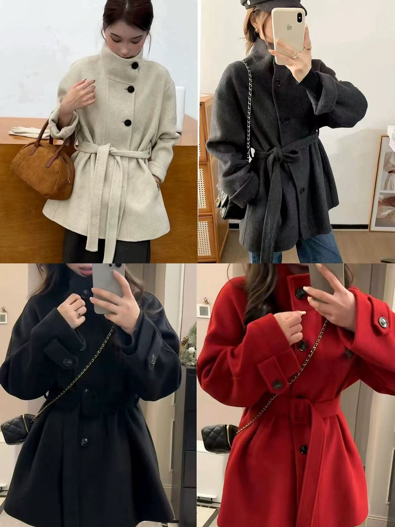 小爱家*气质高级感收腰夹棉毛呢短外套