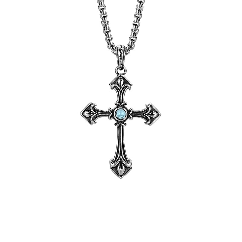 吊坠925银 纯银十字架吊坠项链百搭霸气配饰复古饰品男士时尚情侣