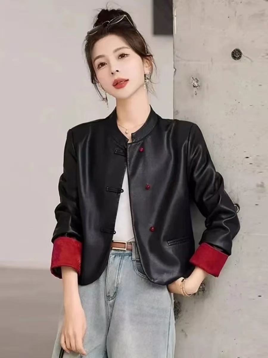 【QX883】盘扣外套女2025秋季新款百搭设计感休闲短款外搭