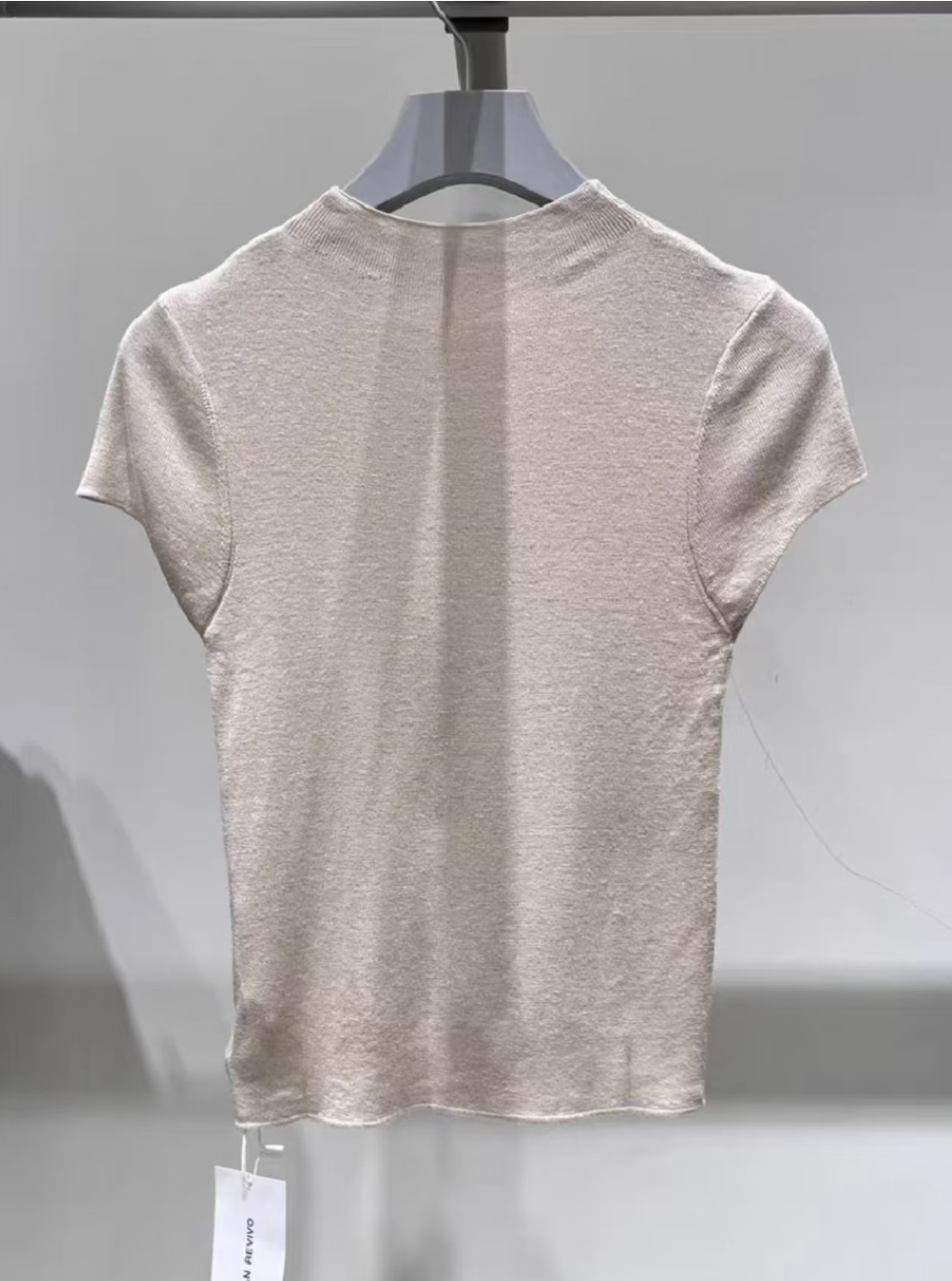 纯色休闲风短袖夏季流行毛针织衫灰色圆领女款清