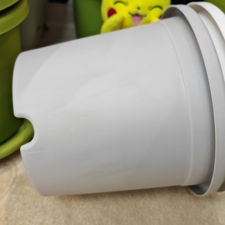 树脂四季盆外口径21，灰白带托五个