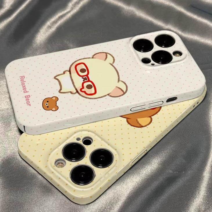 情侣眼镜轻松熊适用苹果17PromaxiPhone16/15华为小米手机壳可爱