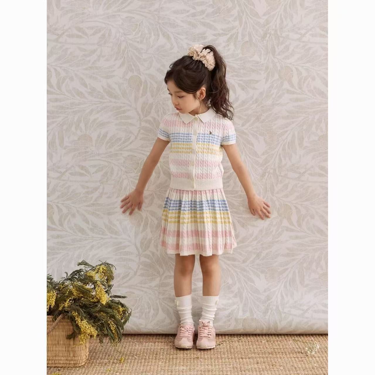 【专柜品质】套装韩版夏季条纹女童中大童