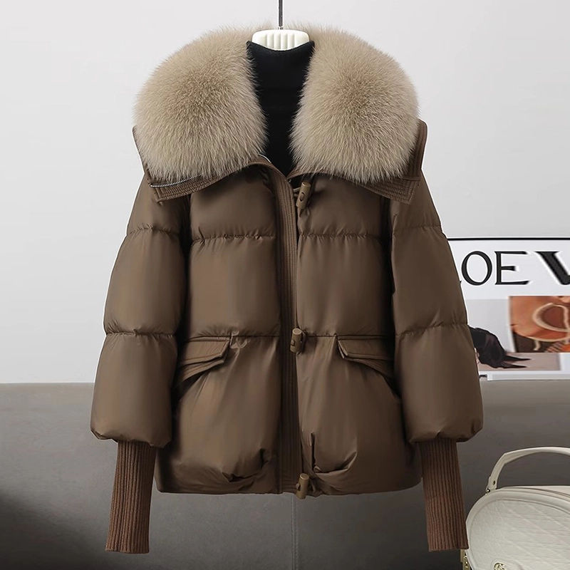 2024新款时尚大毛领可拆卸加厚棉服女装冬季新款韩版宽松棉衣外套