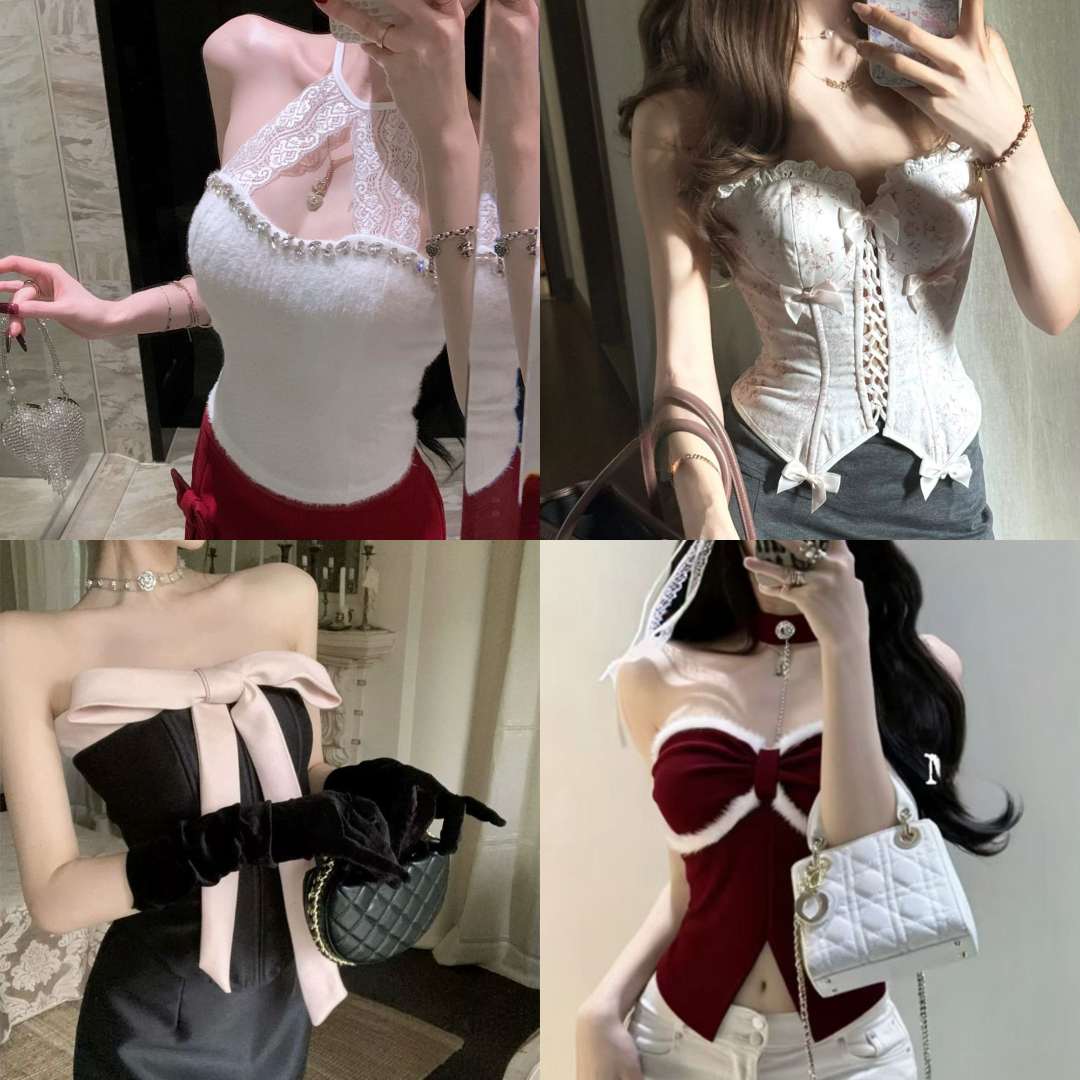 网红款辣妹性感风内搭女人味显瘦百搭上衣编码（201-384）组合链接