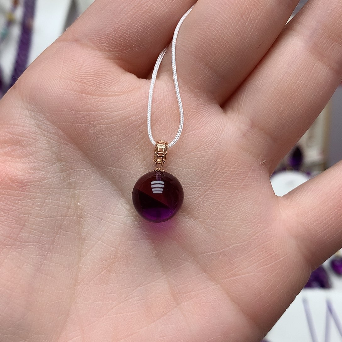 紫晶吊坠(赠链)18K金镶嵌