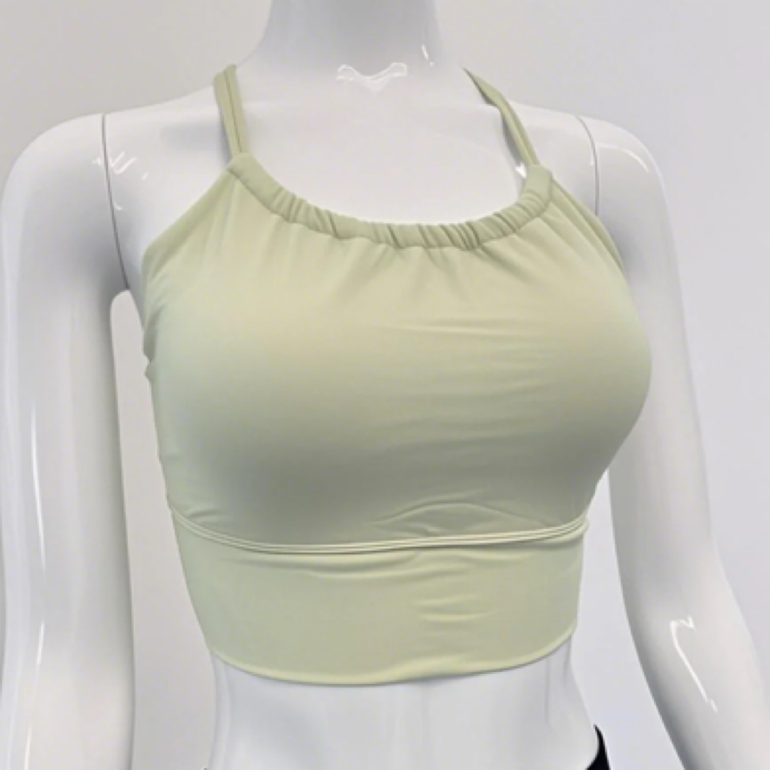 挂脖式瑜伽服吊带背心一体杯运动文胸夏防震女健身上衣专业美背